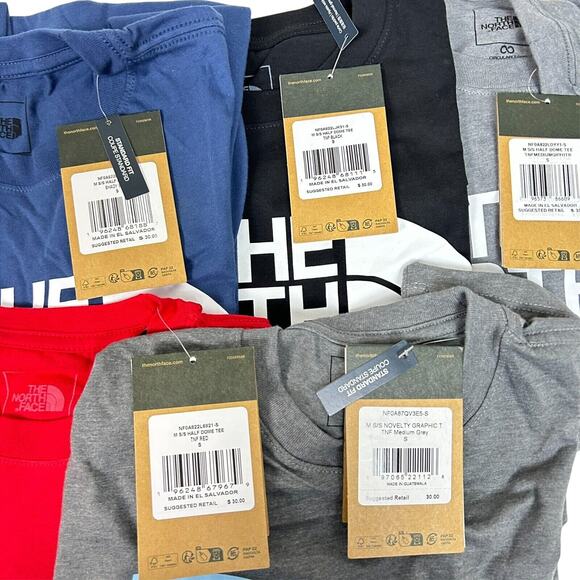 The North Face T-Shirt LOT (5) Men's S Gray Red Blue Black Half Dome Logo NWT L1 - Picture 3 of 8